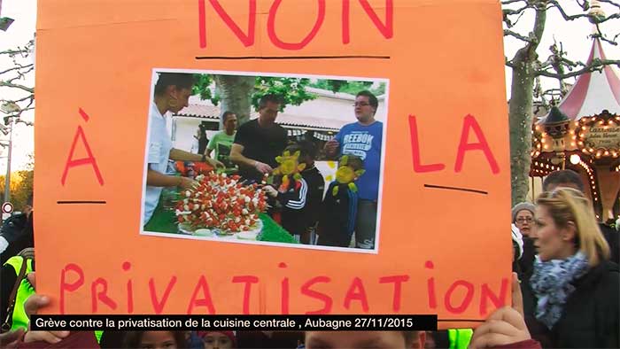 Grève contre la privatisation de la cuisine centrale, Aubagne du 25 au 27/11/2015